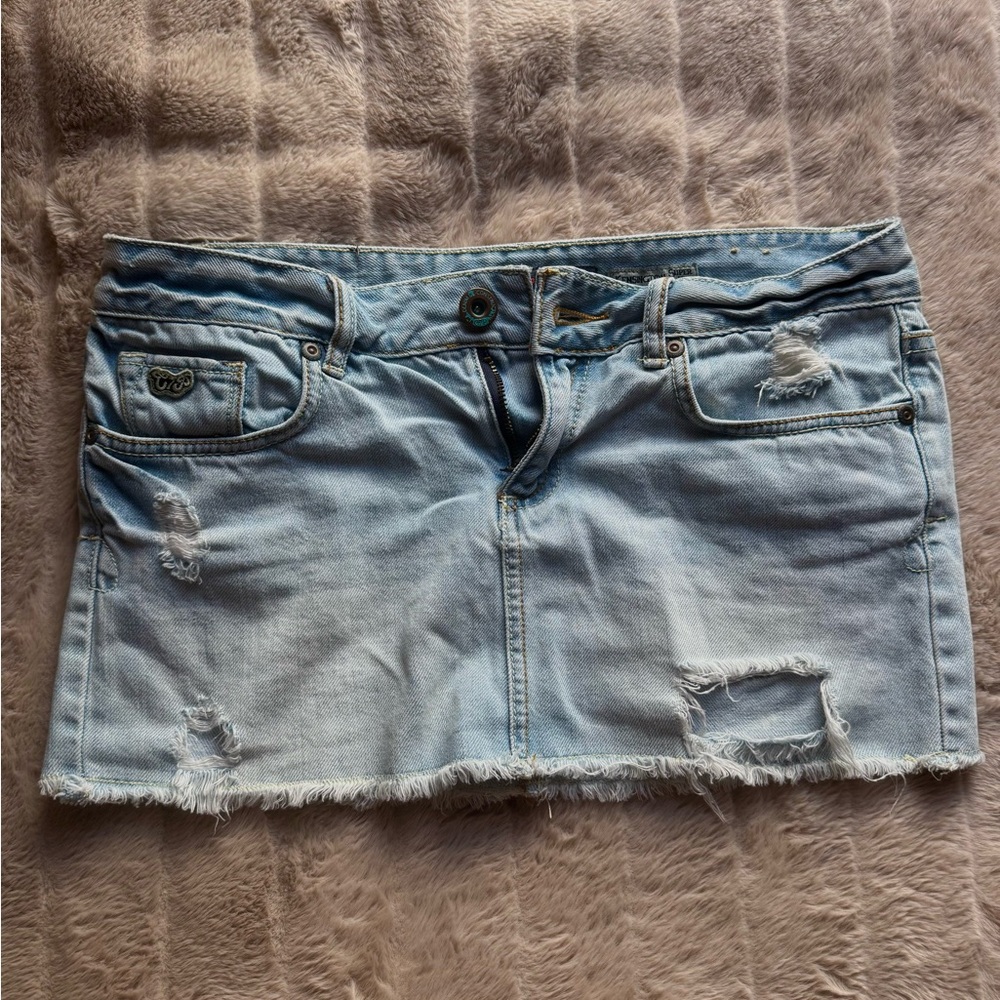 Vintage Low-Rise Denim Mini Skirt